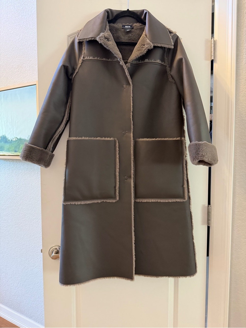 NWOT Anthropologie MAEVE Kerry Reversible Faux Fur/Shearling Long Coat. SZ S. - Picture 3 of 10